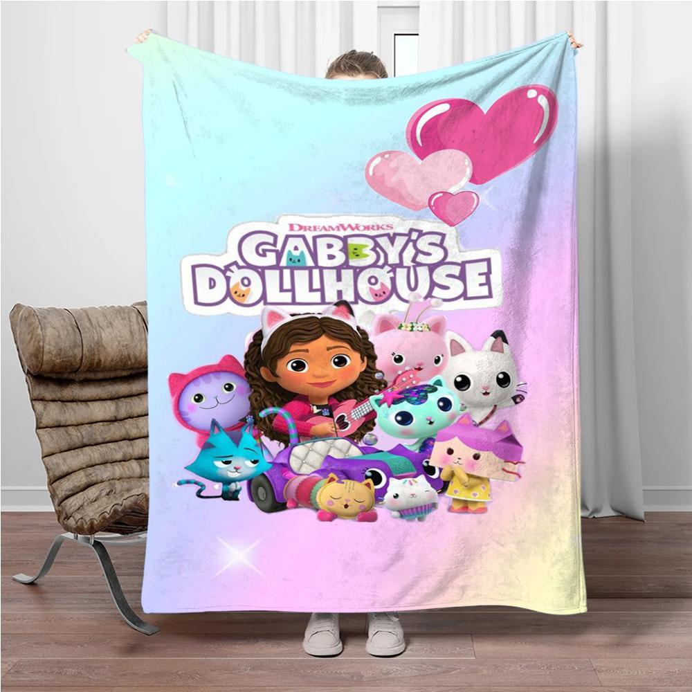 Cartoon G-Gabbys-Dollhouse Soft Flannel Blankets Keep Warm Throw Blanket Comfortable Blanket for Picnic Beds Sofa Home Bedroom