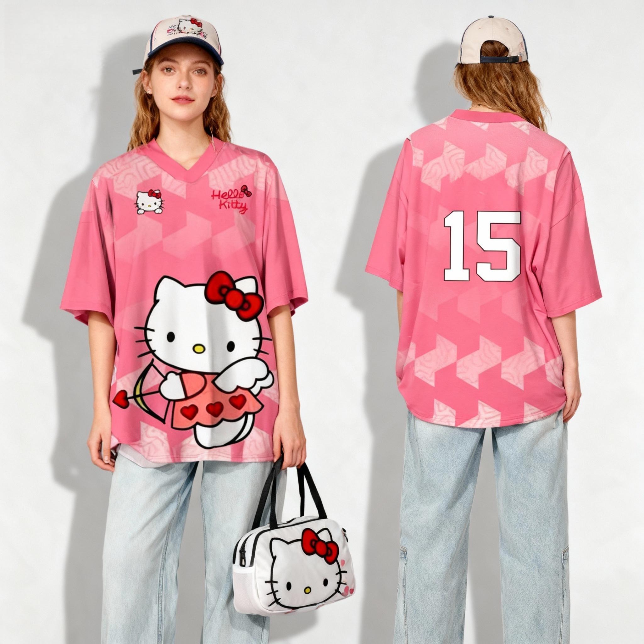 Women s V-neck sports T-shirt, sweet and cool street style summer T-shirt, loose adult top. XXS