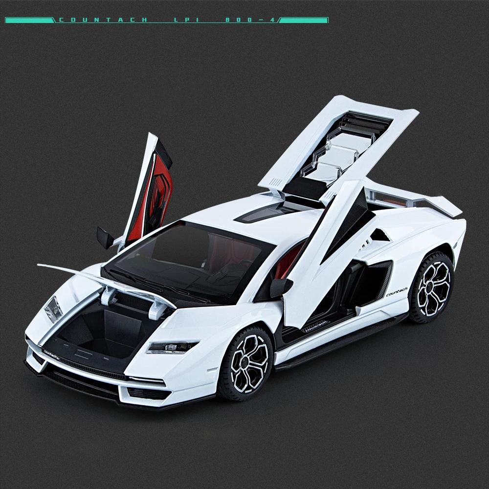 1/24 Lambos Countach LPI800-4 Supercar Alloy Model Diecast Sound Super Racing Lifting Tail Hot Car Wheel Gifts