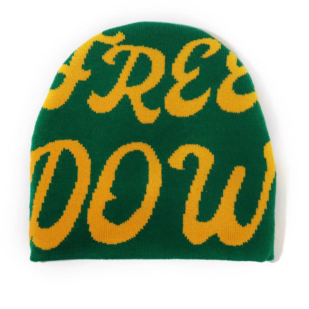 

Letter Pattern Knit Hat For Fall Winter Warmth Street Style Casual Outdoor OliveGreen