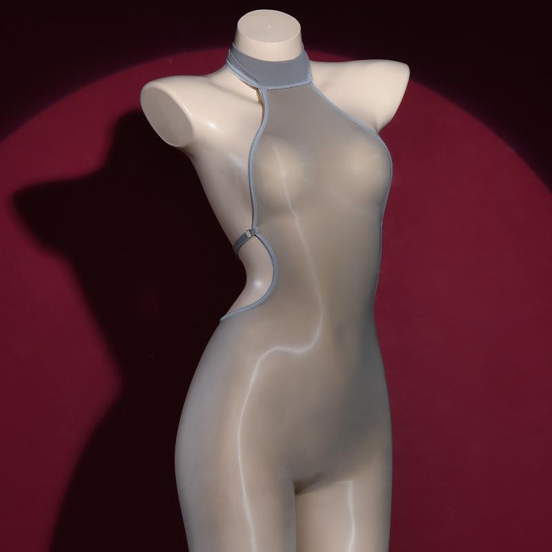 New 6D Super Oily Horse Oil Stockings Open Fun Temptation Sexy Backless Onesie Tight Wrap Full Body