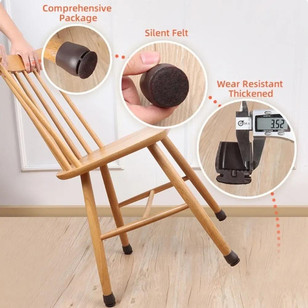 8/16PCS Chair Leg Protector TPE Diagonal Leg Table and Chair Floor Protection with Felt Furniture Leg Cover Furniture Sliders