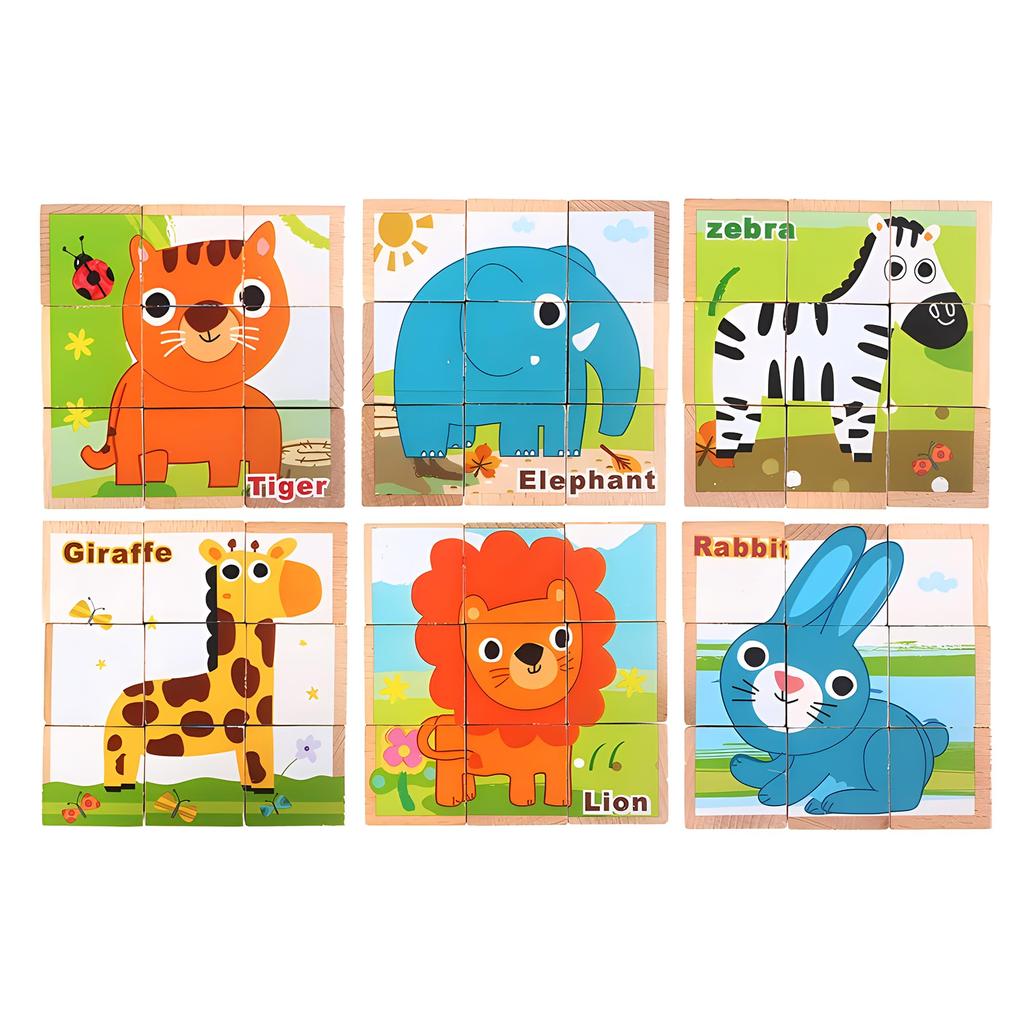 AAGWW Cube 3D Puzzle 9 Wooden Multiple Play Wooden Building Educational Wooden Birthday Gift Popular Educational Gift Different Pictures Puzzle, Toy,