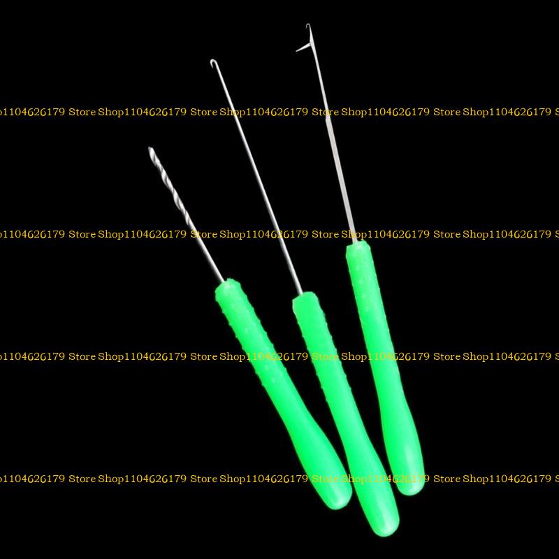 3Pcs Baits Boilie Drill Stringer Hook Needle Portable Fishing Splicing Needle Baits Drill Needle Baiting Rig Needle