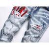 Nuovo Stile Street Style Jeans da Uomo Denim Blu Stampato Trendy Elasticizzati Giovanili Slim Fit 3613
