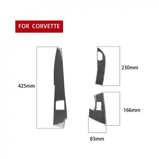 3Pcs Carbon Fiber Door Control Cover Trim For Chevrolet Corvette C7 2014-