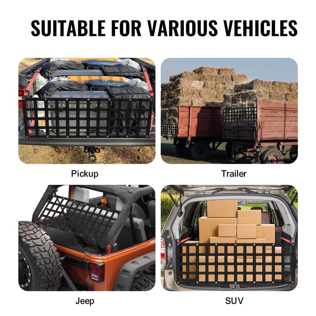 Tailgate Net Pickup Truck Tailgate Net 54" X 18" Adjustable for Trucks