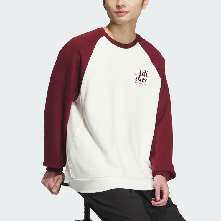 Adidas Small Logo Embroidered Color Block Sweatshirt Men Tops Burgundy JE6113