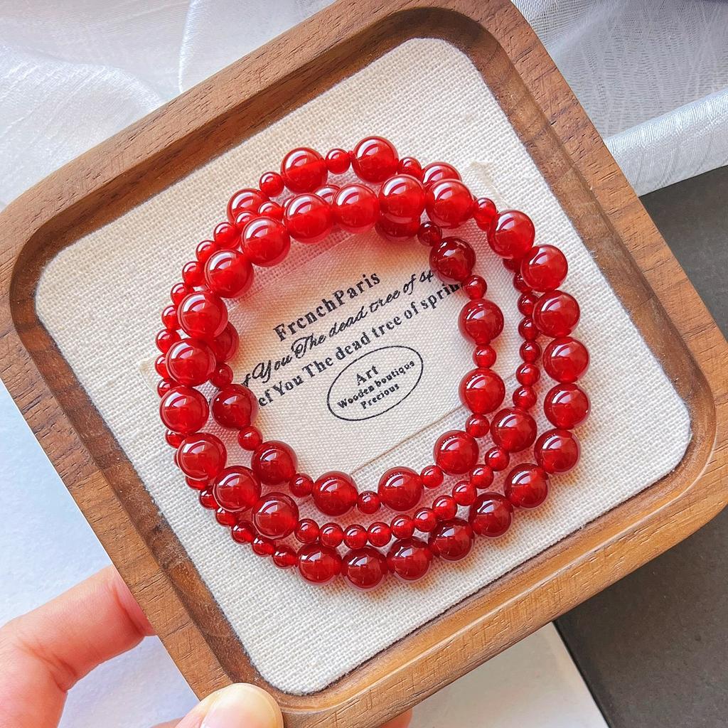 Retro Natural Chalcedony Gypsy Design Sense Multi-Circle Bracelet Bracelet