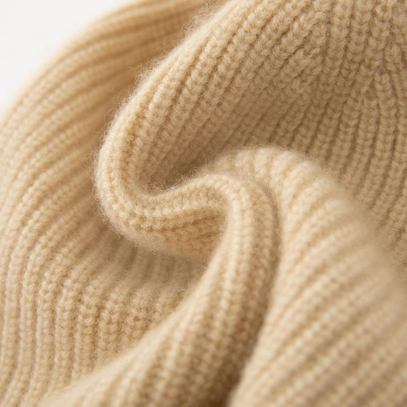 Women 100% Pure Cashmere Beanie Hat Pom Pom Detail Rib Knit Winter Warm Soft Slouchy Skullies Cap Cold Weather Accessory