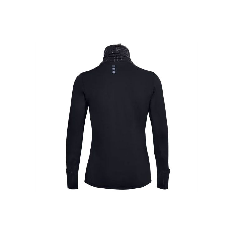 Under Armour Breathable High Collar Reflective Running Fitness Long Sleeve T-Shirt Women Tops Black 1356215-001