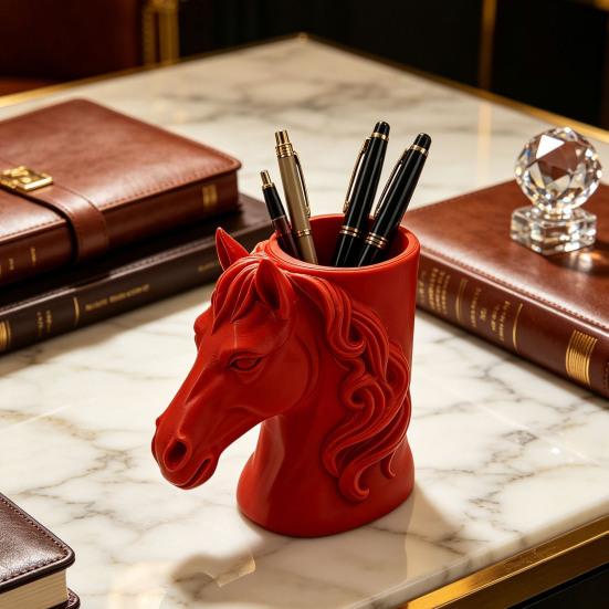 Portapenne a Testa di Cavallo Stampato in 3D Organizzatore da Scrivania Pratico per Matite Pennarelli Decorazione Creativa per Ufficio Casa Regalo Unico per Studenti