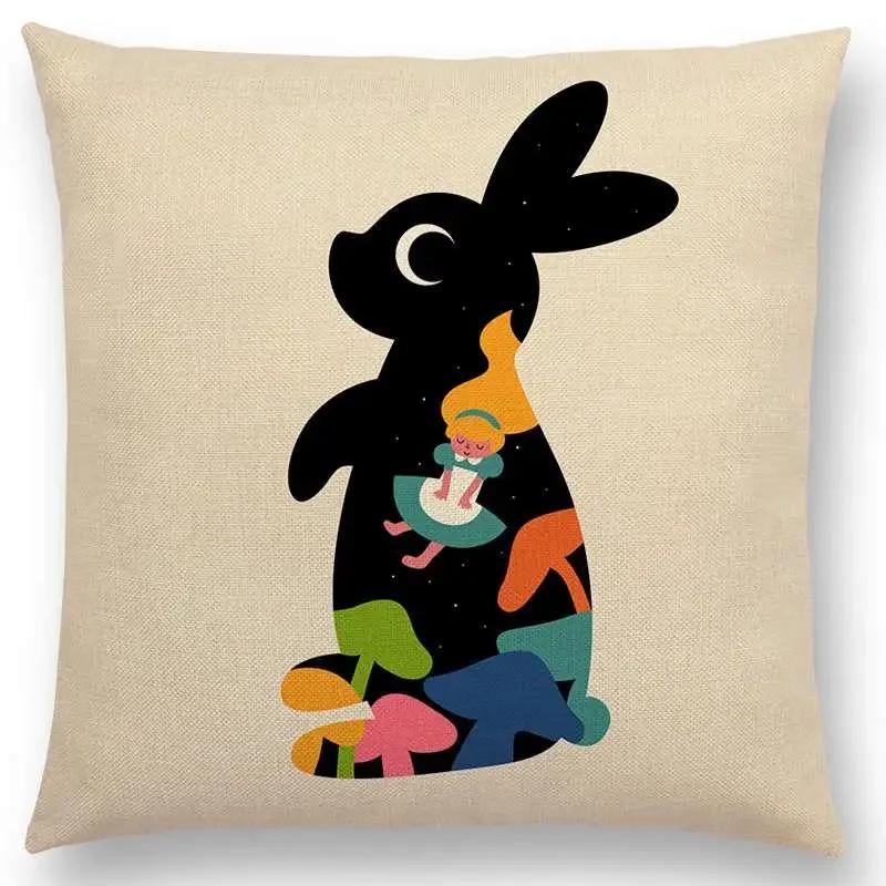 Latest Day Night Sun Moon Child With Animals Friends Wolf Bear Elephant Rabbit Cushion Cover Home Decor Sofa Throw Pillow Case