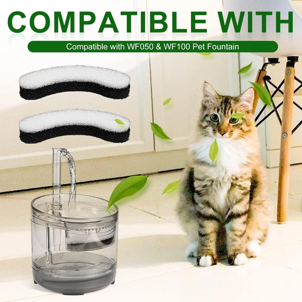 12pcs Cat Water Fountain Filters for NPET WF050 & WF100, Arc-Shaped Foam Sponge for Dog Water Dispenser Clear Pet Water Fountain Filter with Triple