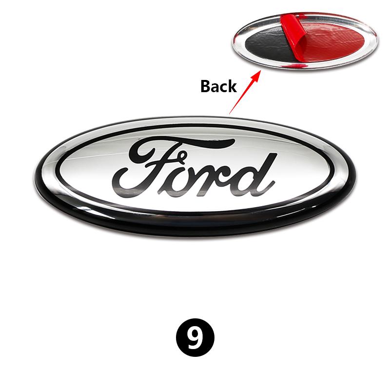 AKC1 14.5cm Aluminum Car Front Grille Emblem Rear Trunk Logo Badge For Ford Fiesta Focus 2 3 Mondeo Edge Ranger Fusion S-MAX Transit