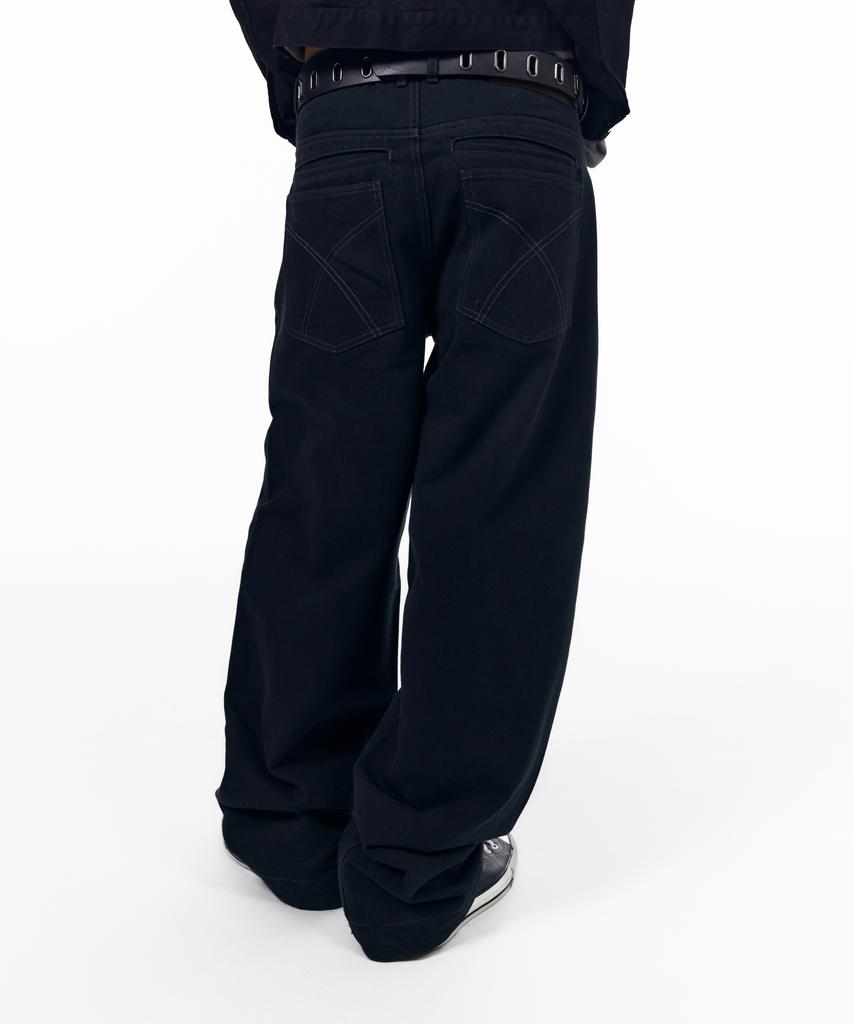 AAKAM Kpt Semi Wide Denim Pants (Black)