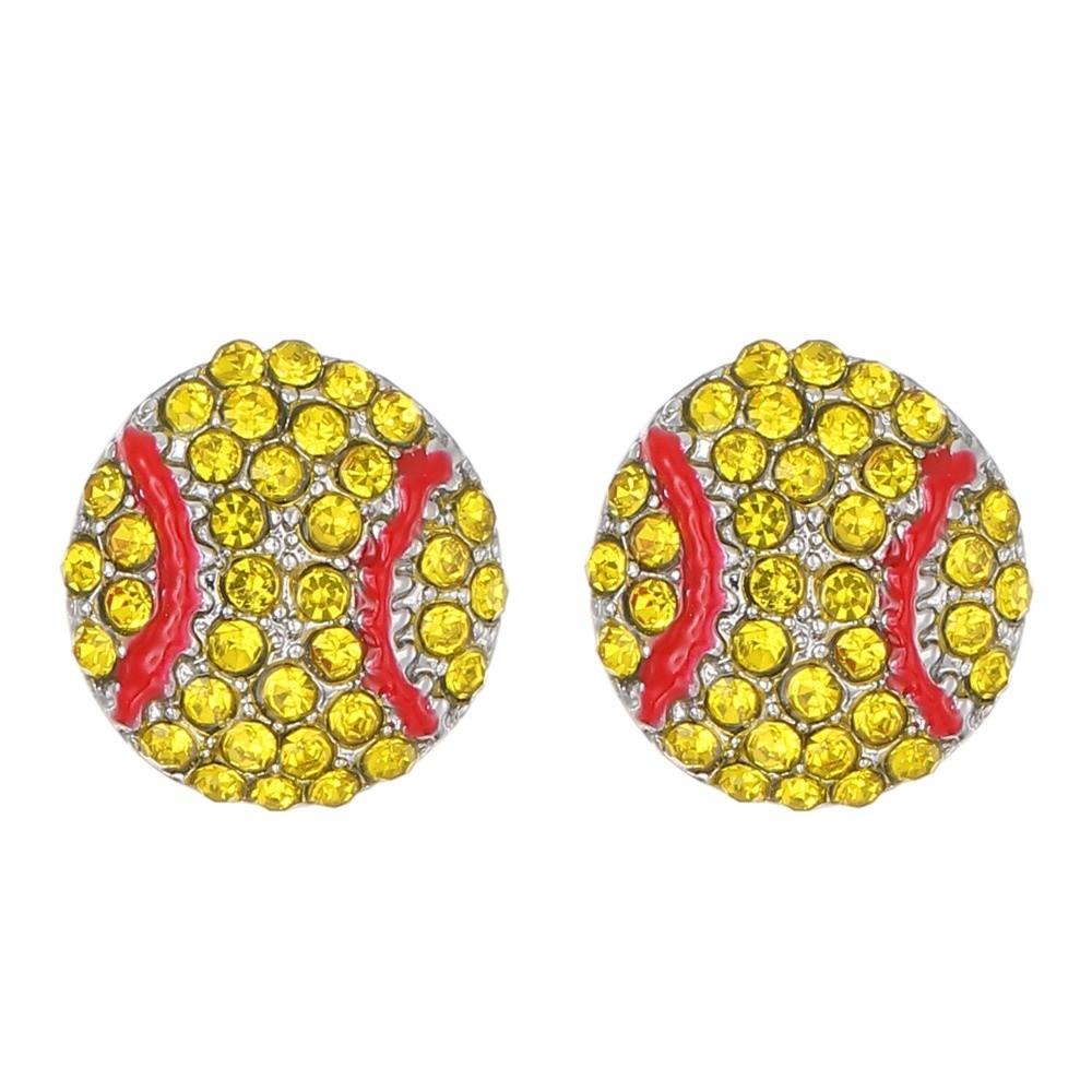 Rhinestone Football Ear Studs Baseball Softball Ear Jewelry Glittery Game Day Softball