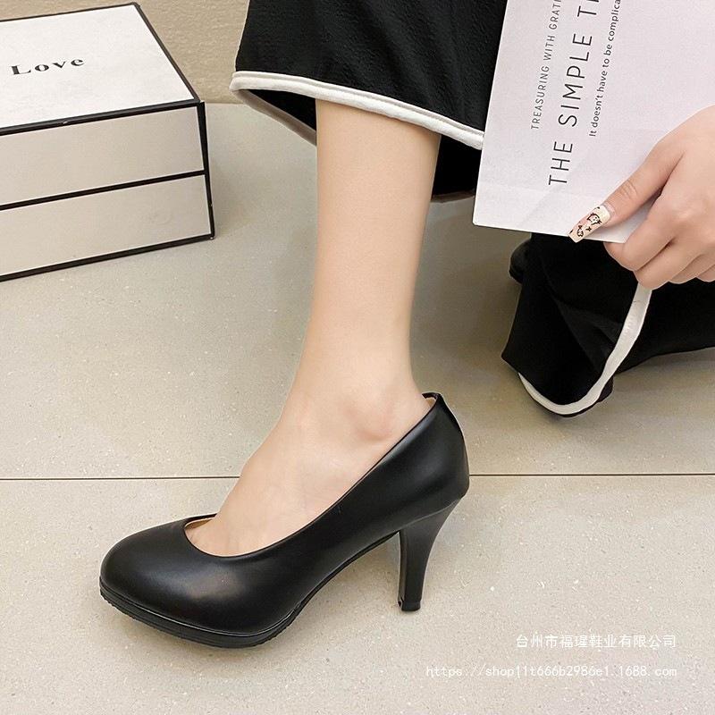 Etiquette high heels women's thin heels pointed table professional work shoes black 5cm student interview large size single shoes spot
