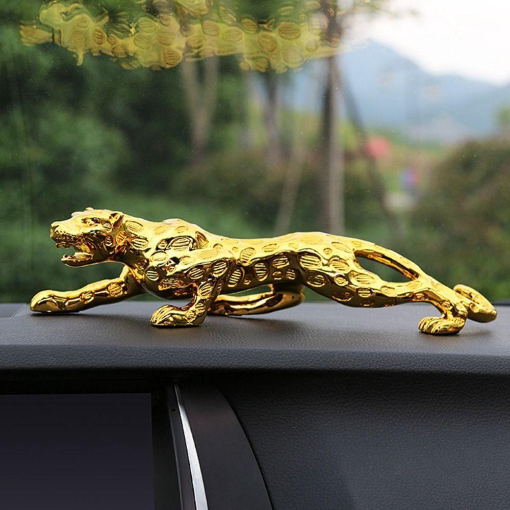 Lucky Animal Leopard Figurines Gold Brass Leopard Miniatures Vintage Cheetah Small Statue  Tea Pet