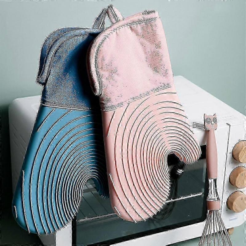 1 Pair Silicone Microwave Gloves Bbq Oven Baking Heat Resistant Hot Pot Mitts