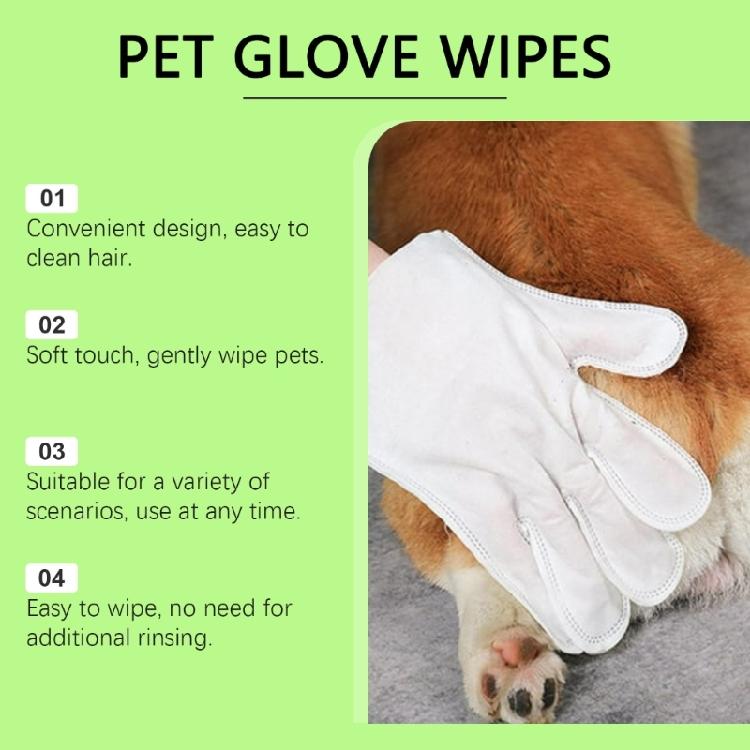 Pet Cleaning Gloves Tear Resistant Nonwoven Fabric Gentle Formula Eliminates Odor Dog Cats Bath Wipes For Home Travel