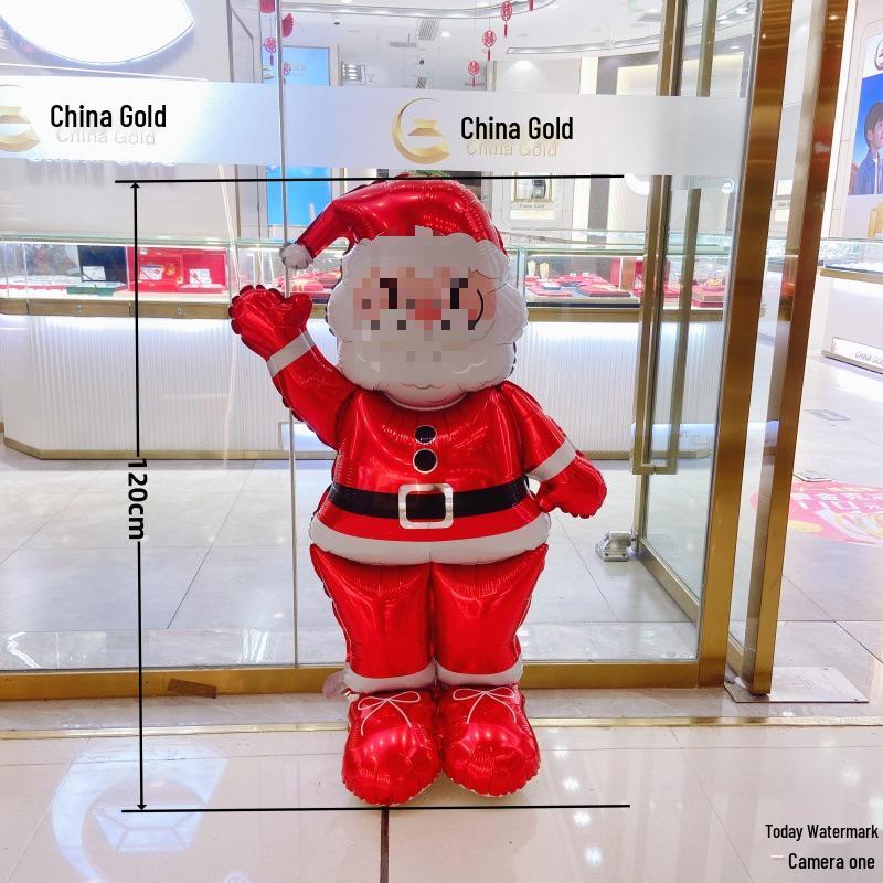 Large Base Christmas Tree Decoration with Santa, Reindeer, and Snowman Balloons for Kindergarten