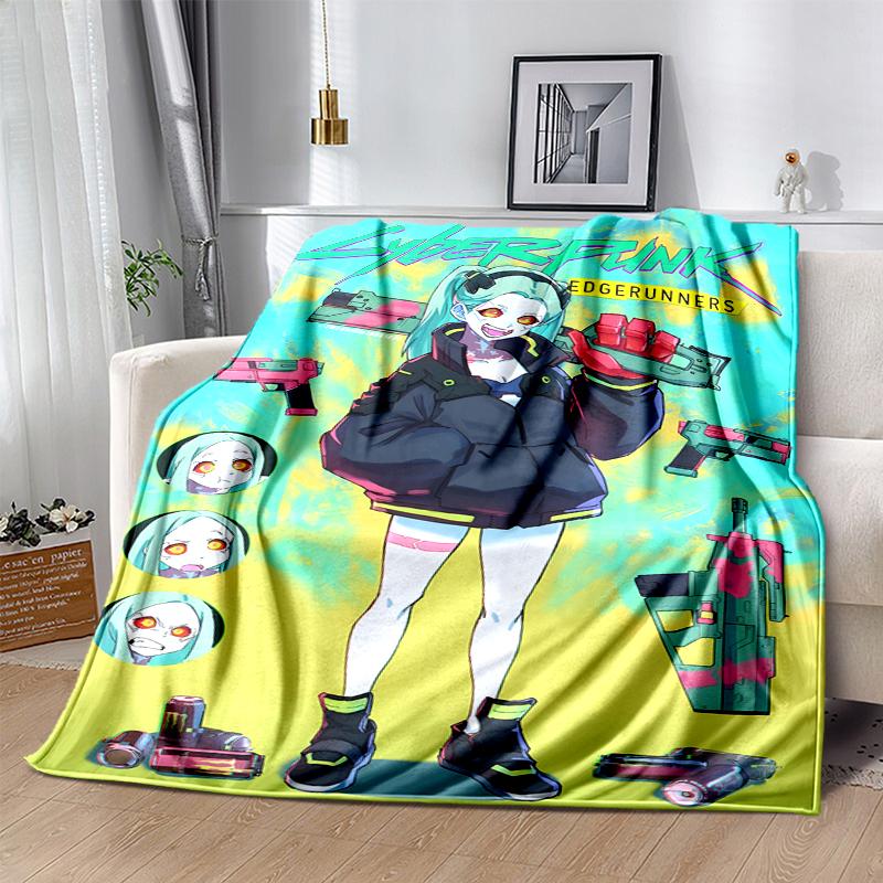 Cyberpunk Flannel Blanket Soft Warm All-Season Throw, Design for Camping, Car Travel, Hiking Sofa, Bed, Office Perfect Gift for Parties