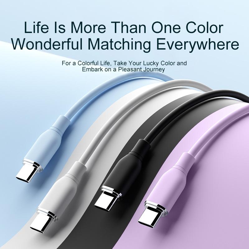 Factory 5A PD Fast Charging Liquid Silicone Type-C PVC Jacket USB Cable 1/2/3M Mobile Phone Flex iPhone for for