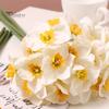 Artificial Narcissus Flower 1 Bouquet Realistic Decorative Easy Care Simulation Yellow White Fake Home Decor