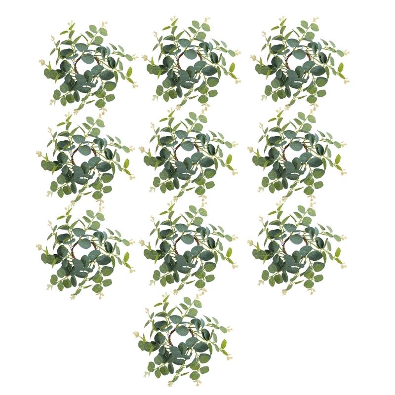 

Faux Green Leaf Candlestick Decoration Wreath Greenery Wreath Centerpieces for Pillar Candle Holders at Special Event 1