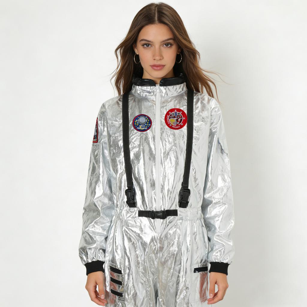 Halloween Astronaut Costume Jumpsuit Cosplay Outfit Space Suit Carnival Party Space-themed Performance Costume Bodysuit Outfit