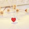 Qiaolanxuan Tri-Color Heart Enamel Necklace: Red, Blue & Pink T-Neck Clavicle Chain