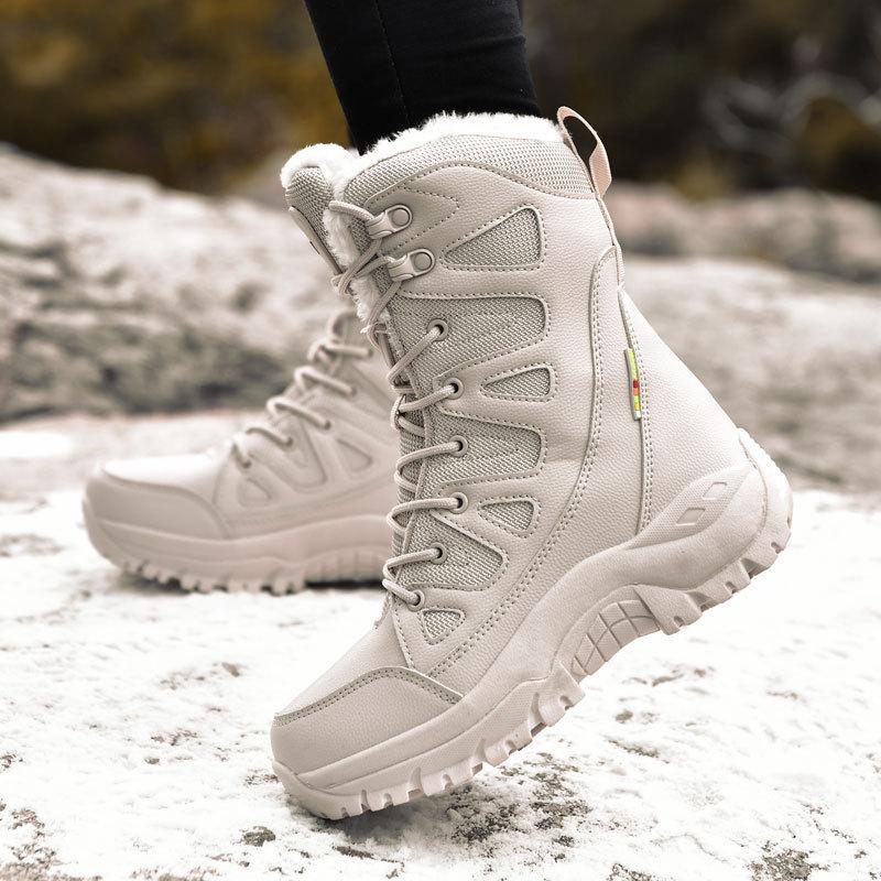 Winter High-top Snow Boots Velvet Thermal Cotton Shoes High Boots Couple Outdoor Tactical Boots Thickened Non-slip
