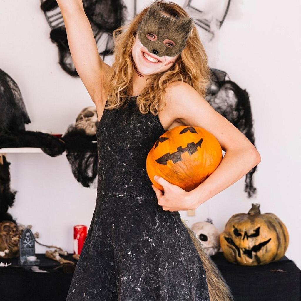 Kostium lisa na Halloween Akcesoria do Cosplayu Pokrowiec na twarz kota Rękawiczki łapki Kostium Cosplay dla Chłopców Nastolatków Dorosłych Mężczyzn Kobiet Impreza