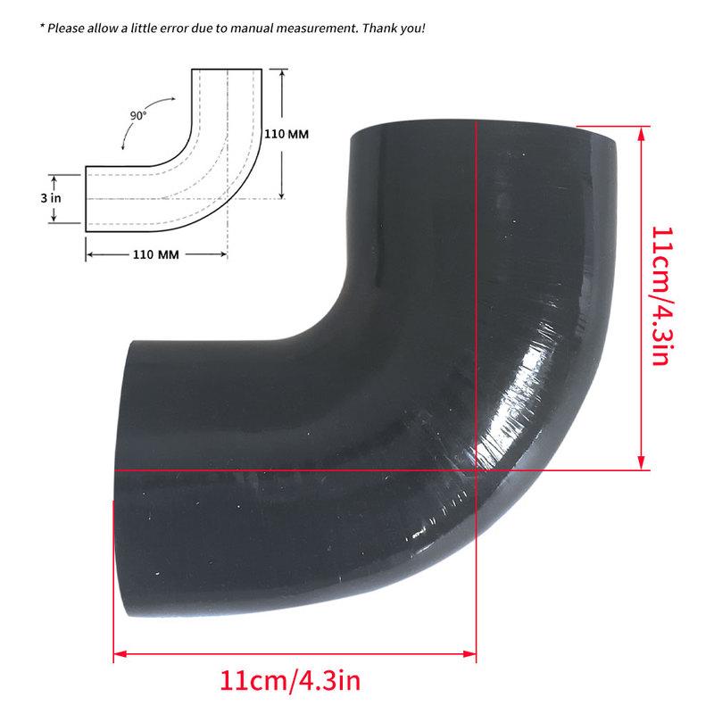 3 inch 90 Degree Elbow Silicone Hose Pipe Intercooler Coupler Turbo Black