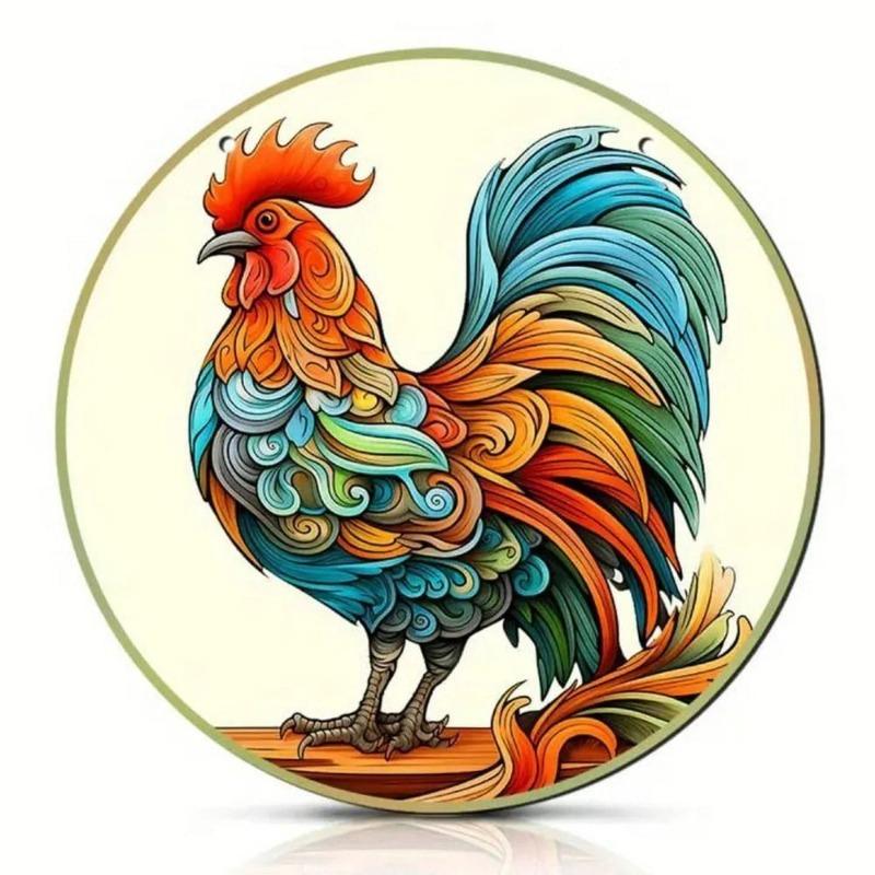 Chicken Coop Round Tin Sign, Farmhouse Style 20x20cm