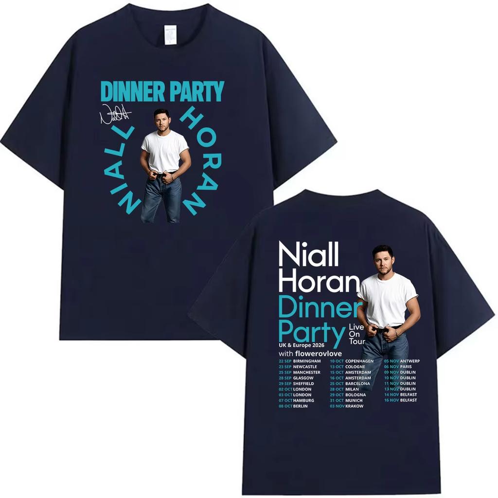 Venta Caliente Niall Horan Fiesta de Cena en Vivo en Gira 2026 Camiseta con Estampado Gráfico Retro Harajuku Hip Hop Hombres Mujeres Camiseta Y2K Algodón Gótico Camiseta Redonda