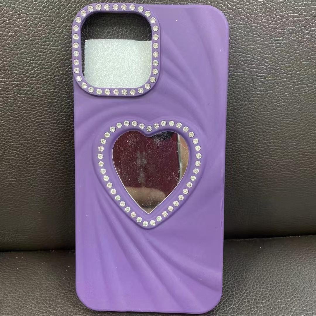 

Трехмерная любовь подходит для iPhone 16PM Diamond Phone Case Apple 13/14 с зеркалом для макияжа 15pro Soft Shell Apple 16Plus