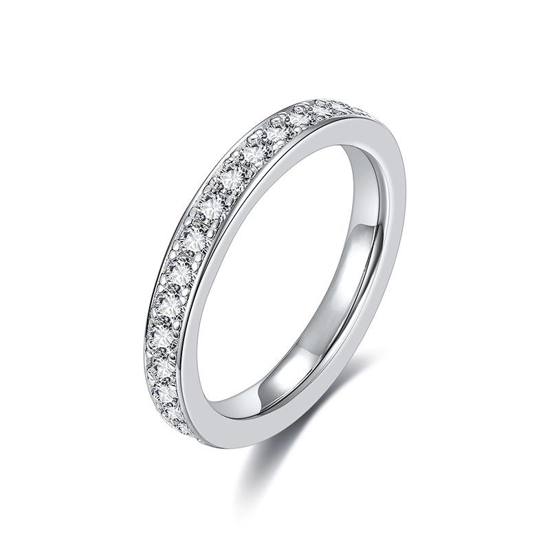 S925 Silver Women s Light Luxury 2.0mm Moissanite Ring with Full Pave Design Size 8 (US)