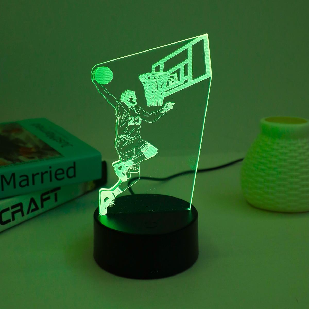 

3D Світлодіодний нічник Майстер баскетболу - Живлення від USB, 7 кольорів RGB, Підходить для декору спальні та подарунків на день народження black