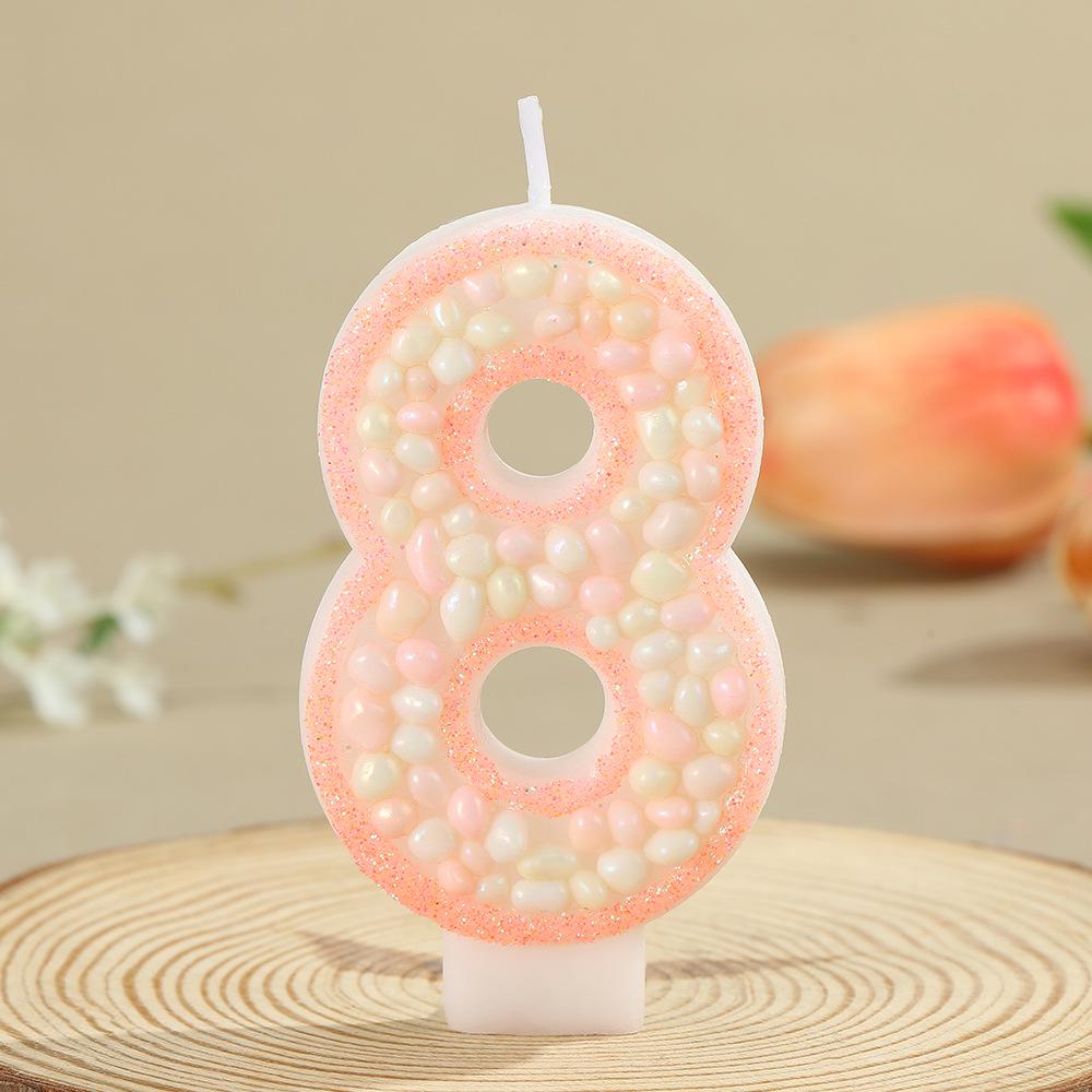 Handmade Pebble Powder Number Candles for Birthday and Party Decorations