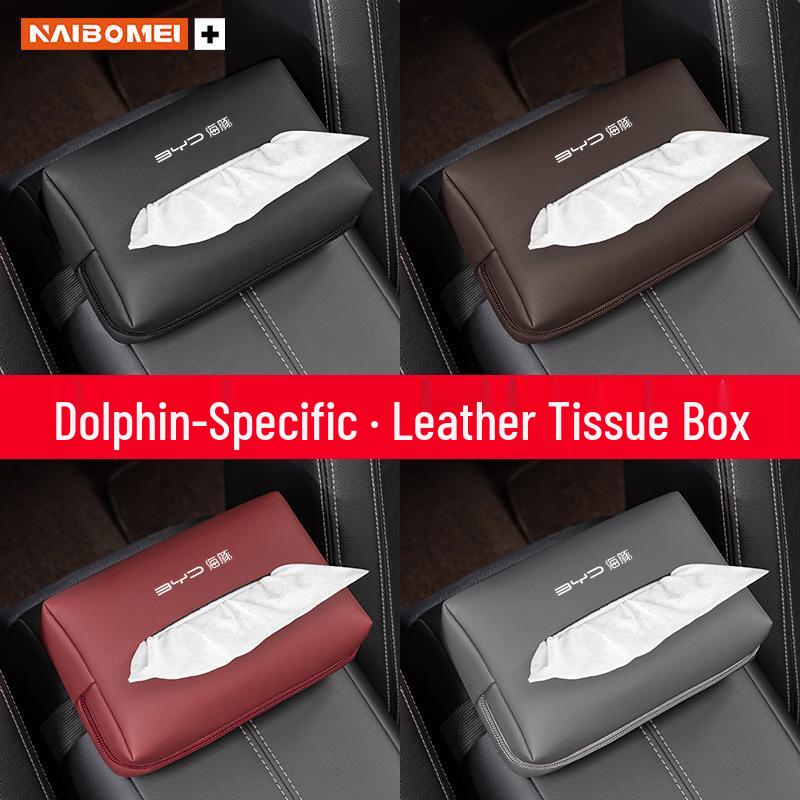 

BYD Dolphin Tissue Box Armrest & Seat Back Hanging Interior Accessories No Logo Black PU Leather Tissue Box