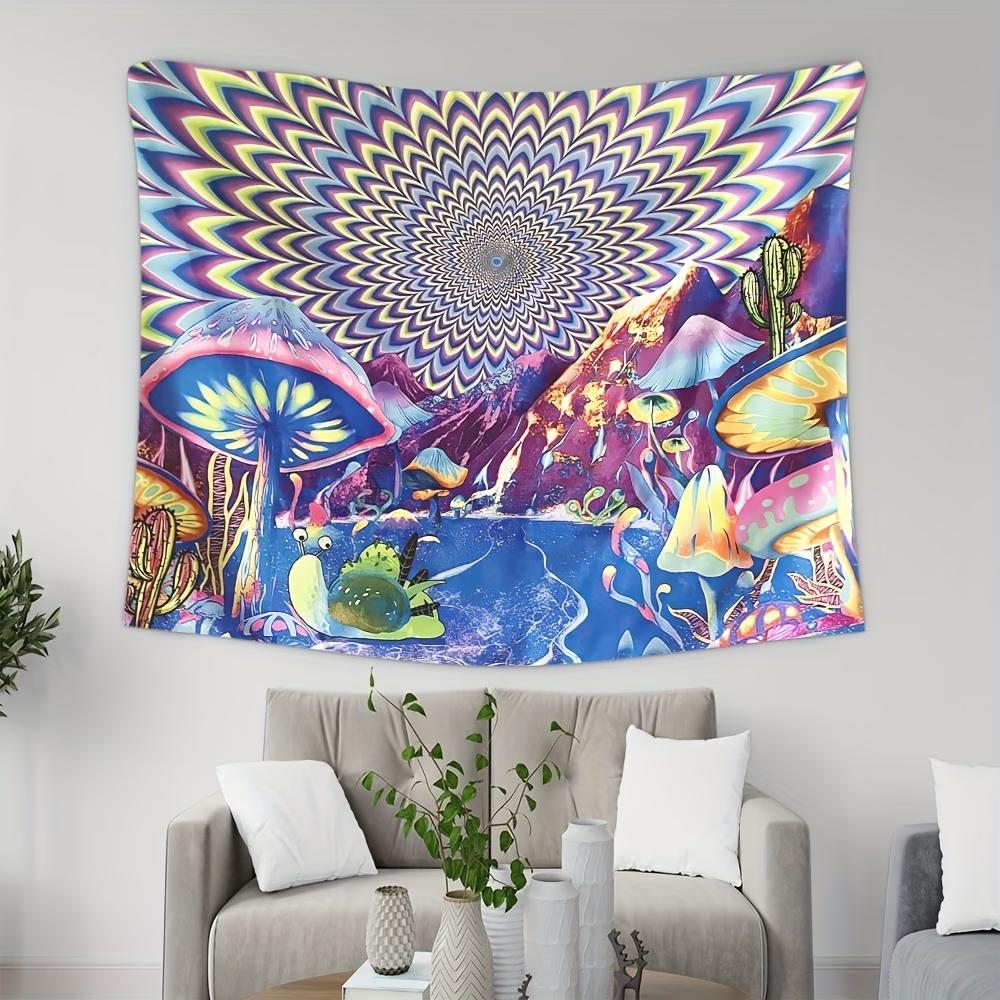 

VIKAMA Psychedelic Mushroom Tapestry Trippy Optical Illusion Wall Hanging Bohemian Hippie Decor for Bedroom Dorm 74x94cm(29x37in)