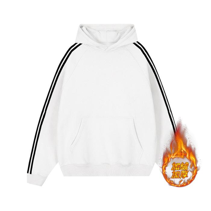 A 2g cotton silver fox fleece large size sports color matching striped fleece hooded sweater starting from ten pieces M 3990₽