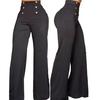 Yousheng High Waist Trousers Straight Leg Casual Pants for Women Soft Flared Trousers Double-Breasted Design Pants Comfortable Work Travel School Wear