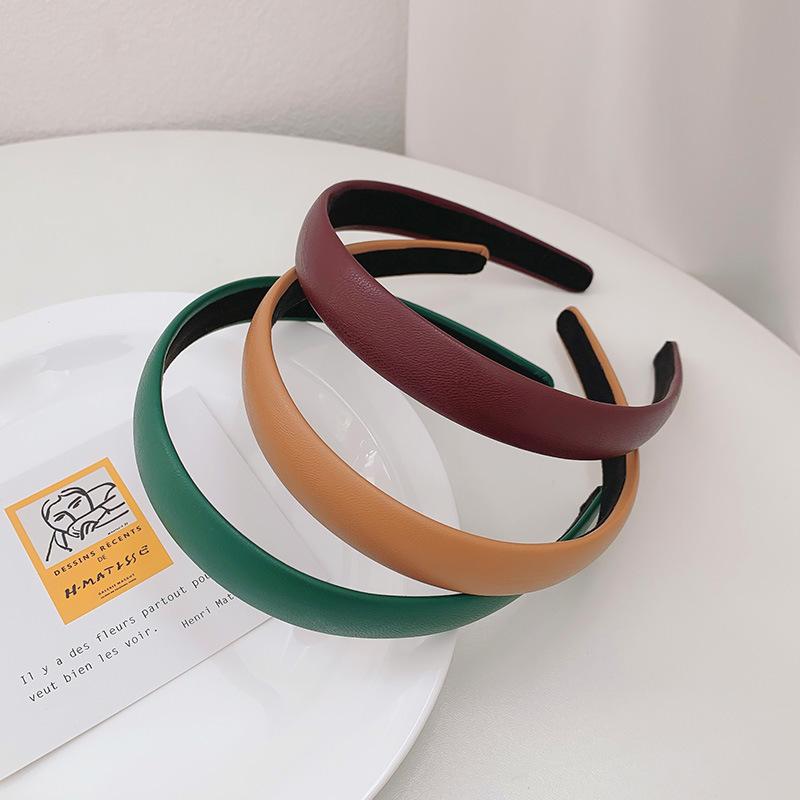 2pcs/lot 2cm Synthetic Leather Cloth Headband for Minimalist Women Shopping Headpiece Chic Simple Leather Head Hoop