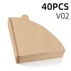 Coffee Paper Filters 100PCs/40PCs Unbleached V01 V02 Cone Filter Pour Over Natural Wood Pulp 60 Degree Drip Coffee Paper Filters