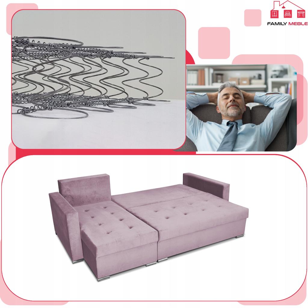 Varius Corner Sofa Bed with Sleeping Function Family Furniture Cornea Lilac Pink