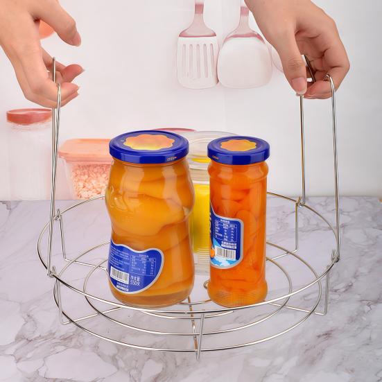 Fruit Jar Holder 3-in-1 Stainless Steel Canning Rack with Foldable Handles, Anti-Scald Home Food Preservation Lifter, Rust?Proof Pot Rack,
