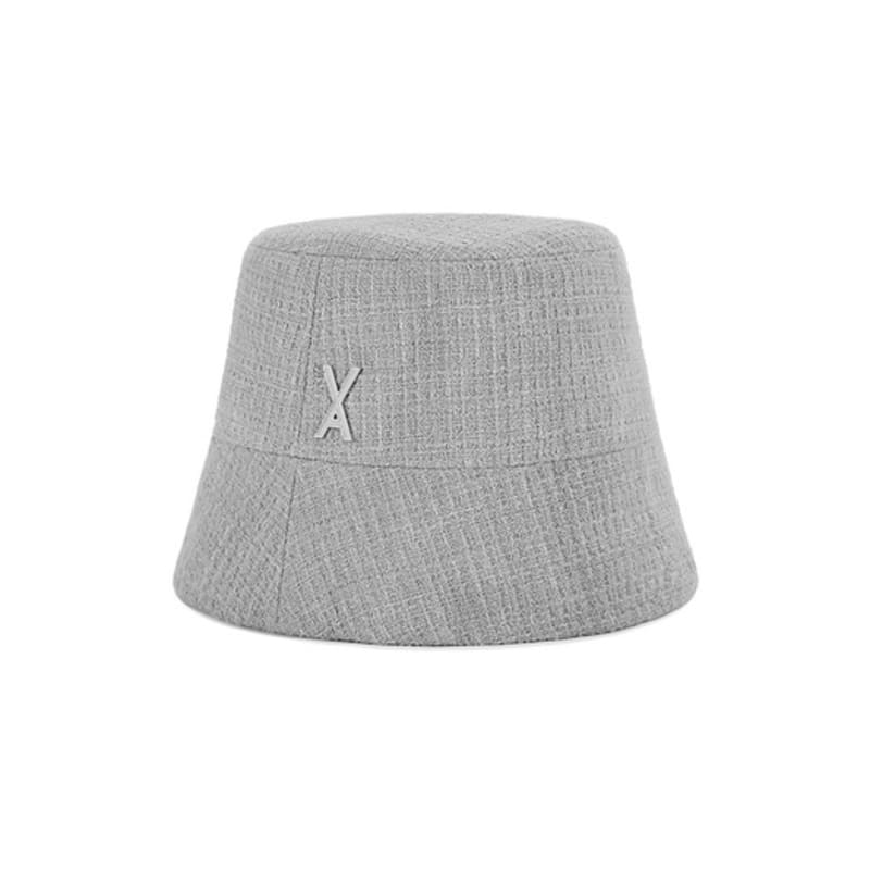 VARZAR VA Studded Tweed Drop Bucket Hat In Gray